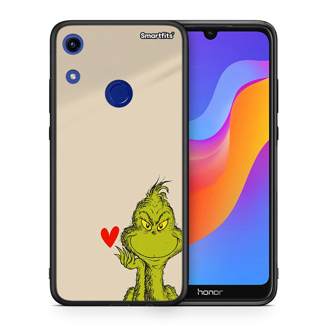 Θήκη Honor 8A Xmas Grinch από τη Smartfits με σχέδιο στο πίσω μέρος και μαύρο περίβλημα | Honor 8A Xmas Grinch case with colorful back and black bezels