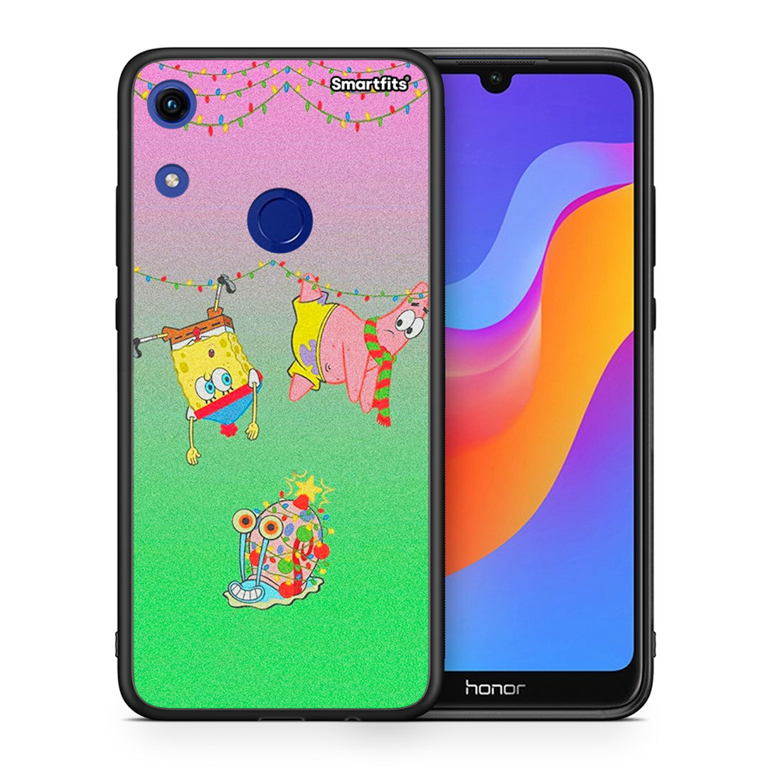 Θήκη Honor 8A Xmas Lights από τη Smartfits με σχέδιο στο πίσω μέρος και μαύρο περίβλημα | Honor 8A Xmas Lights case with colorful back and black bezels