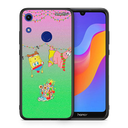 Θήκη Honor 8A Xmas Lights από τη Smartfits με σχέδιο στο πίσω μέρος και μαύρο περίβλημα | Honor 8A Xmas Lights case with colorful back and black bezels