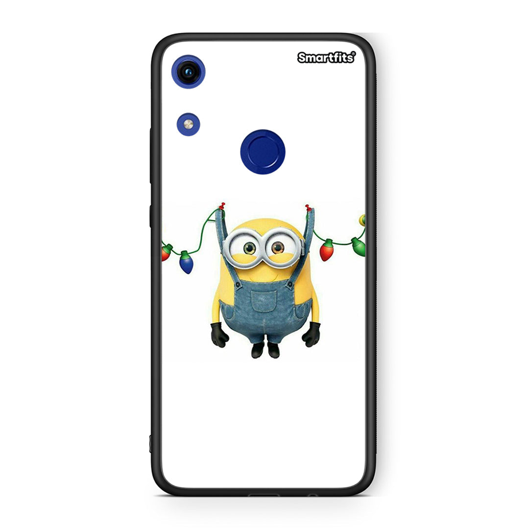 Huawei Honor 8A Xmas Minion Lights θήκη από τη Smartfits με σχέδιο στο πίσω μέρος και μαύρο περίβλημα | Smartphone case with colorful back and black bezels by Smartfits