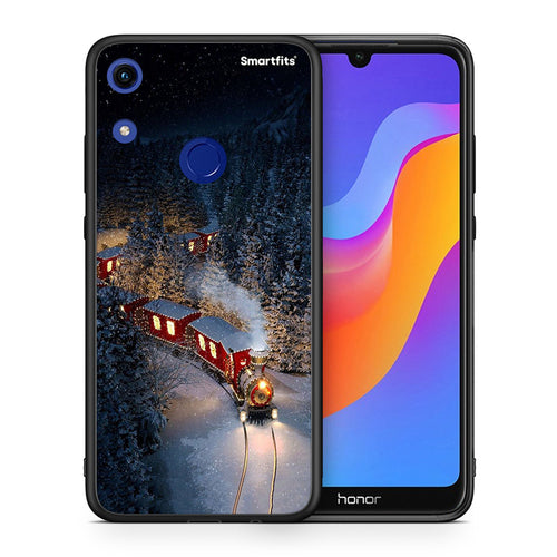 Θήκη Honor 8A Xmas Train από τη Smartfits με σχέδιο στο πίσω μέρος και μαύρο περίβλημα | Honor 8A Xmas Train case with colorful back and black bezels