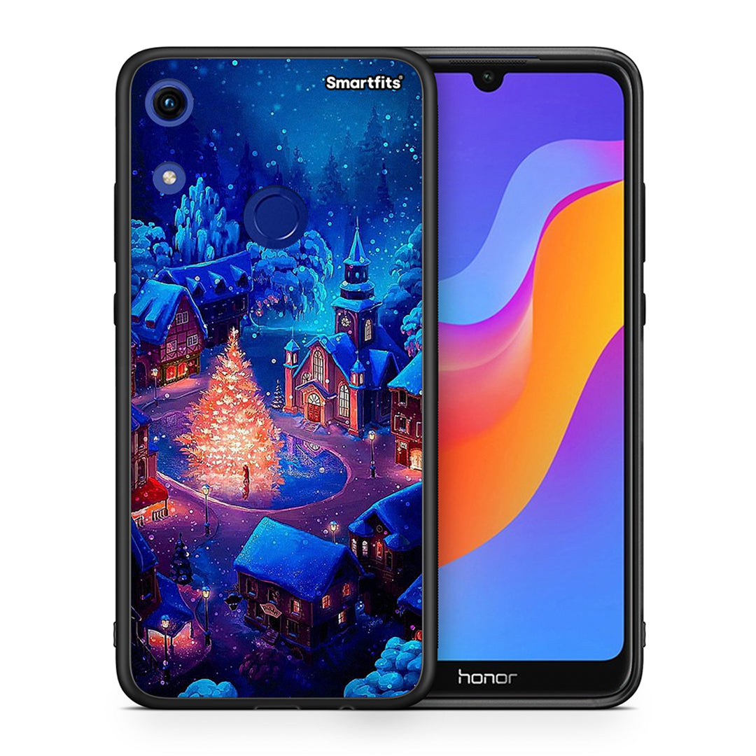 Θήκη Honor 8A Xmas Village από τη Smartfits με σχέδιο στο πίσω μέρος και μαύρο περίβλημα | Honor 8A Xmas Village case with colorful back and black bezels