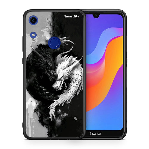 Θήκη Honor 8A Yin Yang από τη Smartfits με σχέδιο στο πίσω μέρος και μαύρο περίβλημα | Honor 8A Yin Yang case with colorful back and black bezels
