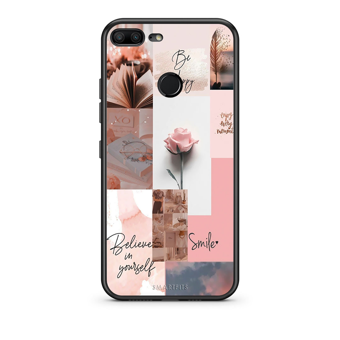 Honor 9 Lite Aesthetic Collage θήκη από τη Smartfits με σχέδιο στο πίσω μέρος και μαύρο περίβλημα | Smartphone case with colorful back and black bezels by Smartfits