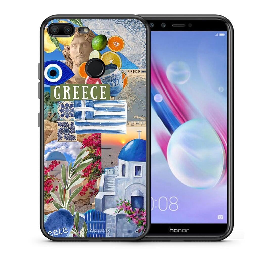 Θήκη Honor 9 Lite All Greek από τη Smartfits με σχέδιο στο πίσω μέρος και μαύρο περίβλημα | Honor 9 Lite All Greek case with colorful back and black bezels