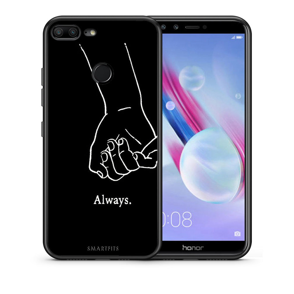 Θήκη Αγίου Βαλεντίνου Honor 9 Lite Always & Forever 1 από τη Smartfits με σχέδιο στο πίσω μέρος και μαύρο περίβλημα | Honor 9 Lite Always & Forever 1 case with colorful back and black bezels