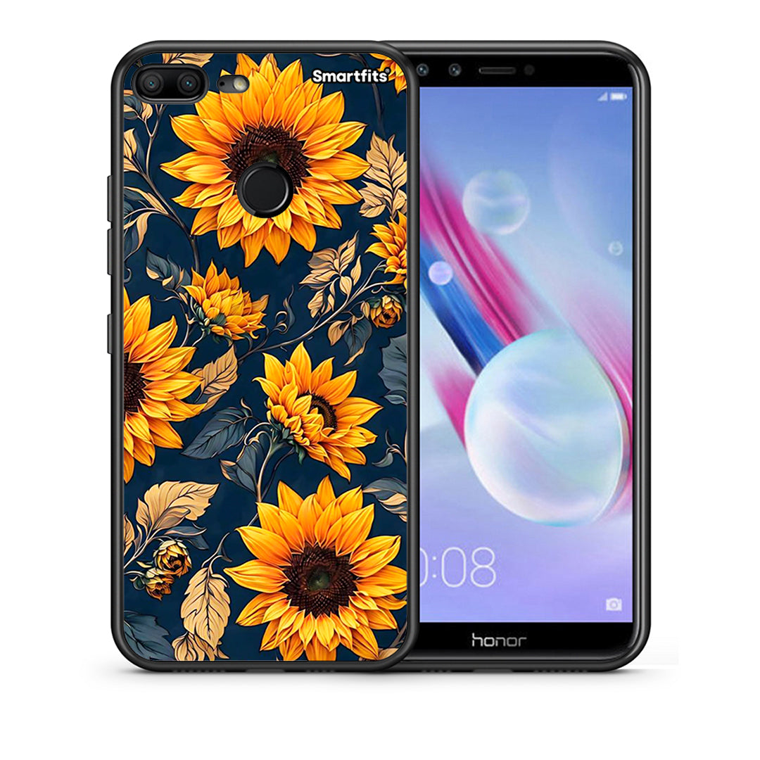 Θήκη Honor 9 Lite Autumn Sunflowers από τη Smartfits με σχέδιο στο πίσω μέρος και μαύρο περίβλημα | Honor 9 Lite Autumn Sunflowers case with colorful back and black bezels