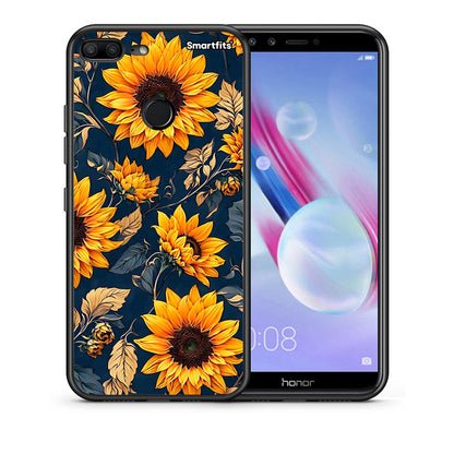 Θήκη Honor 9 Lite Autumn Sunflowers από τη Smartfits με σχέδιο στο πίσω μέρος και μαύρο περίβλημα | Honor 9 Lite Autumn Sunflowers case with colorful back and black bezels