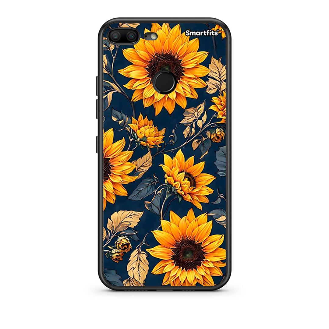 Honor 9 Lite Autumn Sunflowers Θήκη από τη Smartfits με σχέδιο στο πίσω μέρος και μαύρο περίβλημα | Smartphone case with colorful back and black bezels by Smartfits