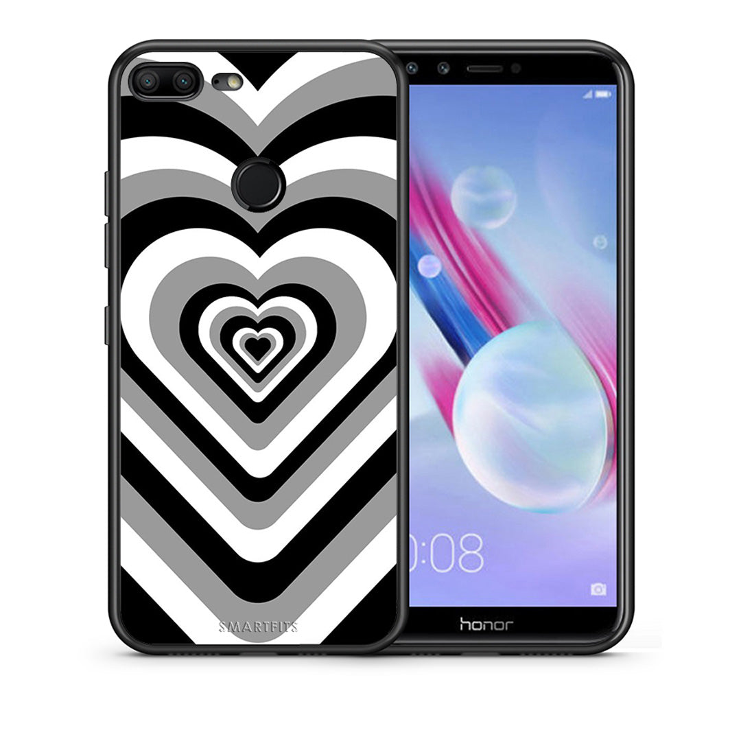 Θήκη Honor 9 Lite Black Hearts από τη Smartfits με σχέδιο στο πίσω μέρος και μαύρο περίβλημα | Honor 9 Lite Black Hearts case with colorful back and black bezels