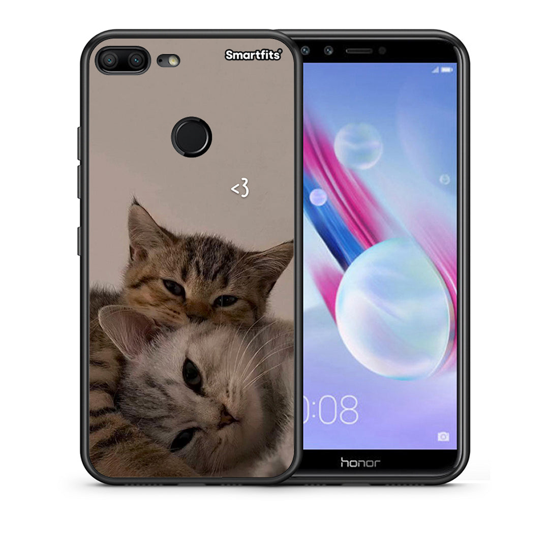 Θήκη Honor 9 Lite Cats In Love από τη Smartfits με σχέδιο στο πίσω μέρος και μαύρο περίβλημα | Honor 9 Lite Cats In Love case with colorful back and black bezels