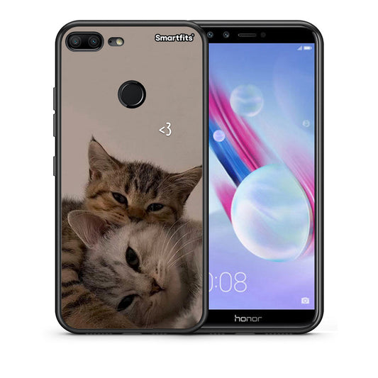 Θήκη Honor 9 Lite Cats In Love από τη Smartfits με σχέδιο στο πίσω μέρος και μαύρο περίβλημα | Honor 9 Lite Cats In Love case with colorful back and black bezels