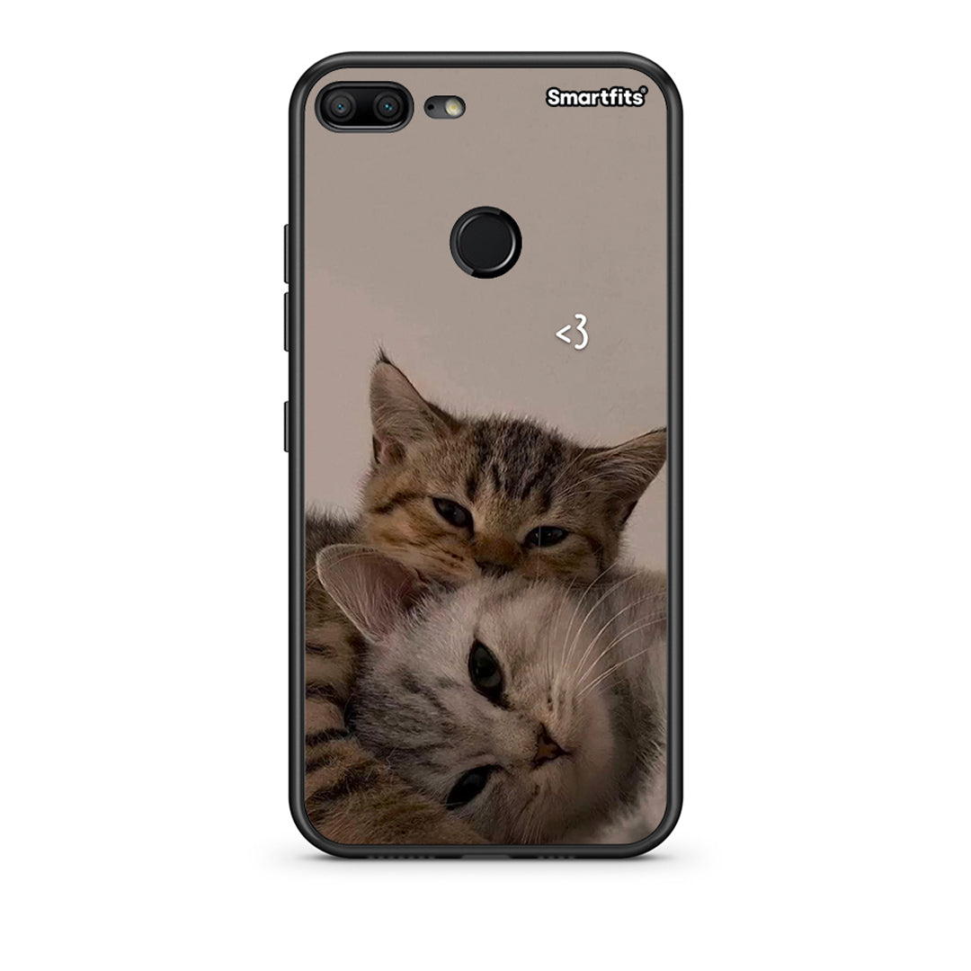 Honor 9 Lite Cats In Love Θήκη από τη Smartfits με σχέδιο στο πίσω μέρος και μαύρο περίβλημα | Smartphone case with colorful back and black bezels by Smartfits