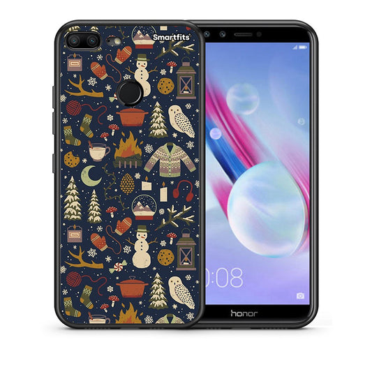 Θήκη Honor 9 Lite Christmas Elements από τη Smartfits με σχέδιο στο πίσω μέρος και μαύρο περίβλημα | Honor 9 Lite Christmas Elements case with colorful back and black bezels