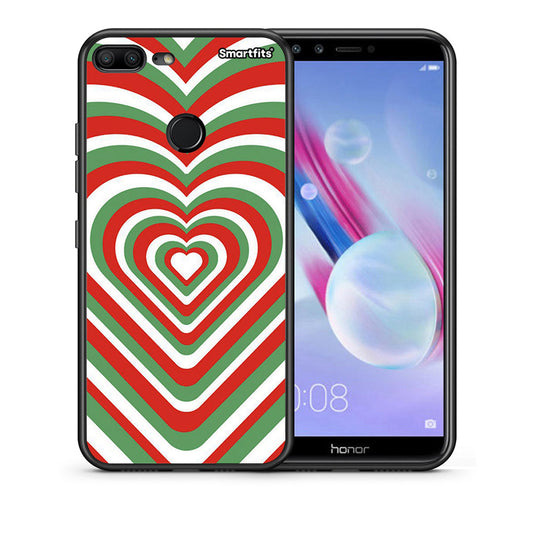 Θήκη Honor 9 Lite Christmas Hearts από τη Smartfits με σχέδιο στο πίσω μέρος και μαύρο περίβλημα | Honor 9 Lite Christmas Hearts case with colorful back and black bezels