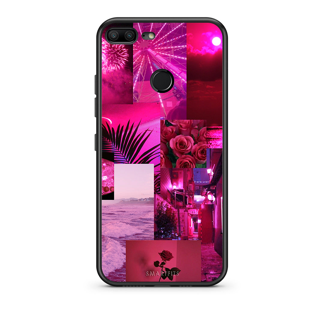 Honor 9 Lite Collage Red Roses Θήκη Αγίου Βαλεντίνου από τη Smartfits με σχέδιο στο πίσω μέρος και μαύρο περίβλημα | Smartphone case with colorful back and black bezels by Smartfits