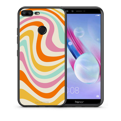 Θήκη Honor 9 Lite Colourful Waves από τη Smartfits με σχέδιο στο πίσω μέρος και μαύρο περίβλημα | Honor 9 Lite Colourful Waves case with colorful back and black bezels