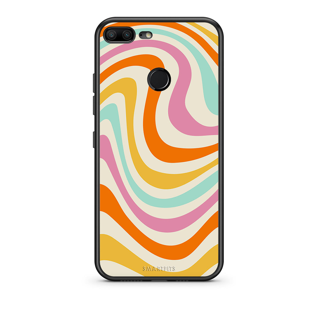 Honor 9 Lite Colourful Waves θήκη από τη Smartfits με σχέδιο στο πίσω μέρος και μαύρο περίβλημα | Smartphone case with colorful back and black bezels by Smartfits