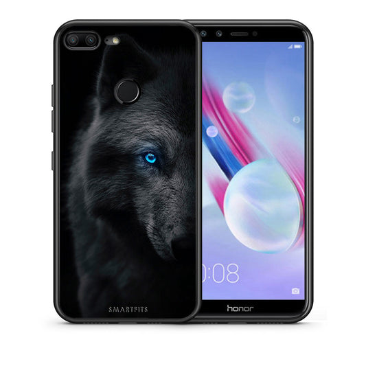Θήκη Honor 9 Lite Dark Wolf από τη Smartfits με σχέδιο στο πίσω μέρος και μαύρο περίβλημα | Honor 9 Lite Dark Wolf case with colorful back and black bezels