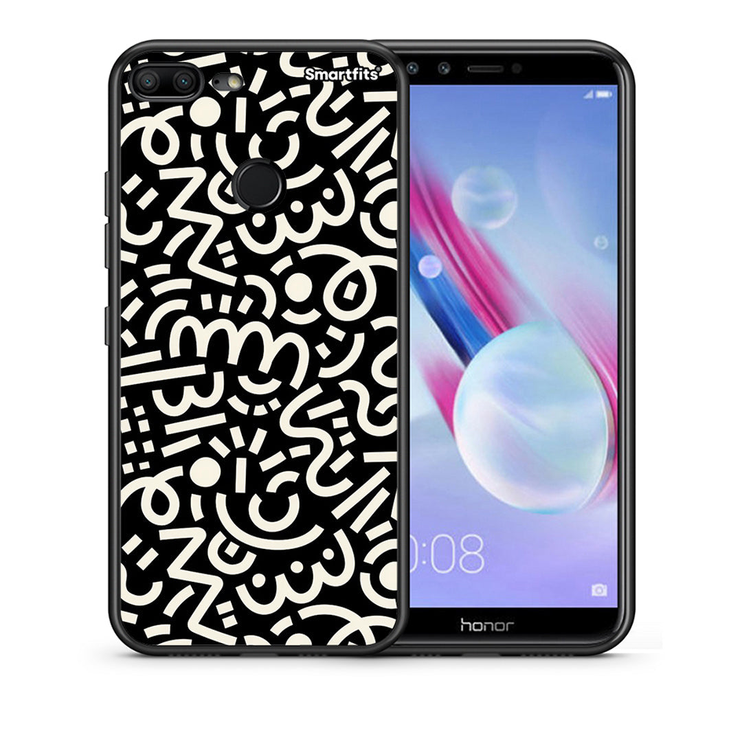 Θήκη Honor 9 Lite Doodle Art από τη Smartfits με σχέδιο στο πίσω μέρος και μαύρο περίβλημα | Honor 9 Lite Doodle Art case with colorful back and black bezels