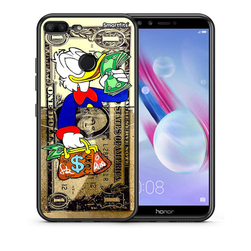 Θήκη Honor 9 Lite Duck Money από τη Smartfits με σχέδιο στο πίσω μέρος και μαύρο περίβλημα | Honor 9 Lite Duck Money case with colorful back and black bezels