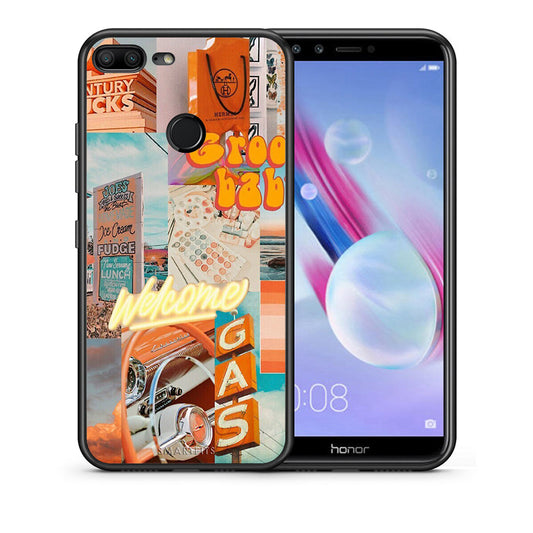 Θήκη Αγίου Βαλεντίνου Honor 9 Lite Groovy Babe από τη Smartfits με σχέδιο στο πίσω μέρος και μαύρο περίβλημα | Honor 9 Lite Groovy Babe case with colorful back and black bezels