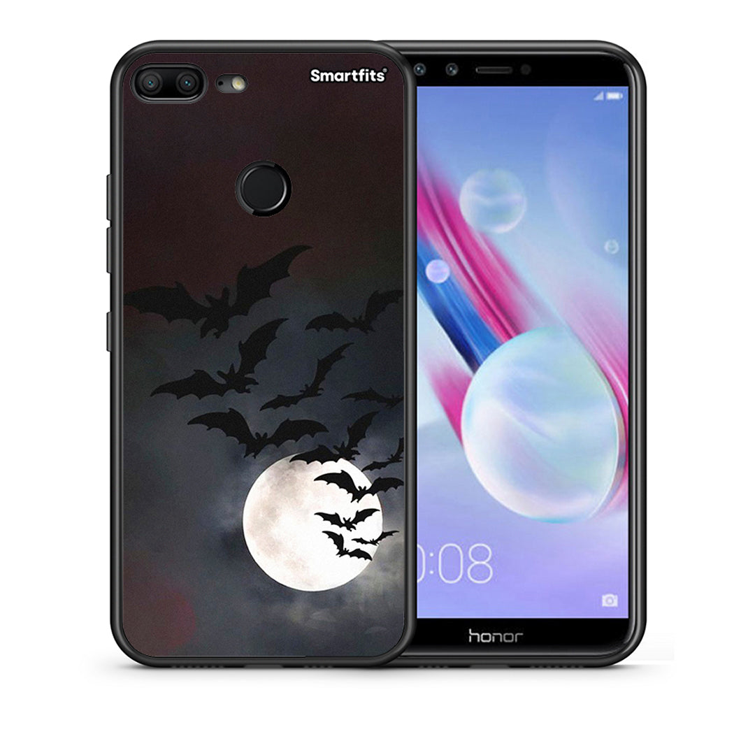 Θήκη Honor 9 Lite Halloween Bat Night από τη Smartfits με σχέδιο στο πίσω μέρος και μαύρο περίβλημα | Honor 9 Lite Halloween Bat Night case with colorful back and black bezels