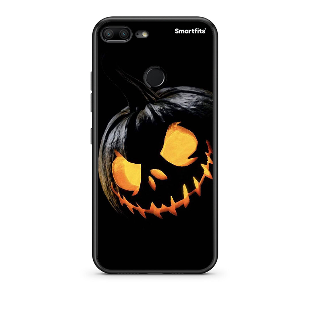 Honor 9 Lite Halloween Scary Pumpkin Θήκη από τη Smartfits με σχέδιο στο πίσω μέρος και μαύρο περίβλημα | Smartphone case with colorful back and black bezels by Smartfits