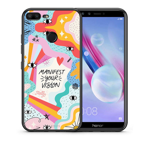 Θήκη Honor 9 Lite Manifest Your Vision από τη Smartfits με σχέδιο στο πίσω μέρος και μαύρο περίβλημα | Honor 9 Lite Manifest Your Vision case with colorful back and black bezels