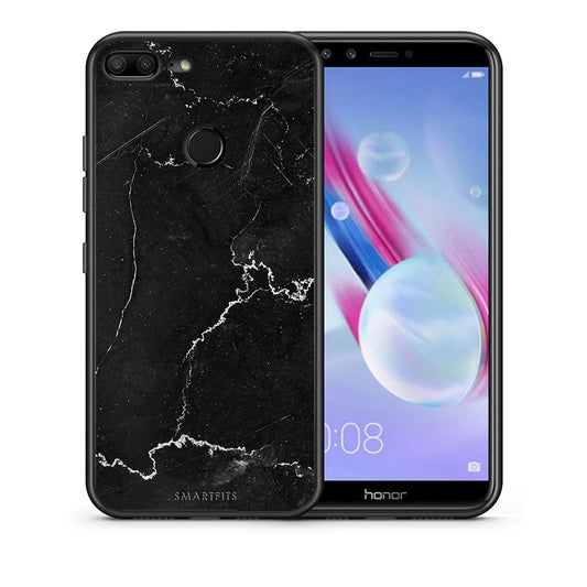 Θήκη Honor 9 Lite Marble Black από τη Smartfits με σχέδιο στο πίσω μέρος και μαύρο περίβλημα | Honor 9 Lite Marble Black case with colorful back and black bezels