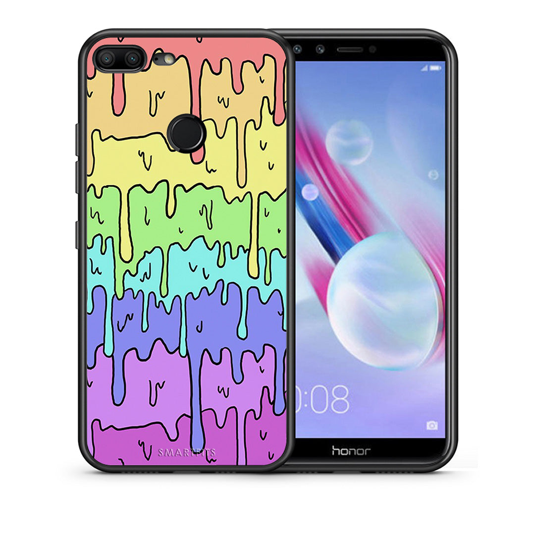 Θήκη Honor 9 Lite Melting Rainbow από τη Smartfits με σχέδιο στο πίσω μέρος και μαύρο περίβλημα | Honor 9 Lite Melting Rainbow case with colorful back and black bezels