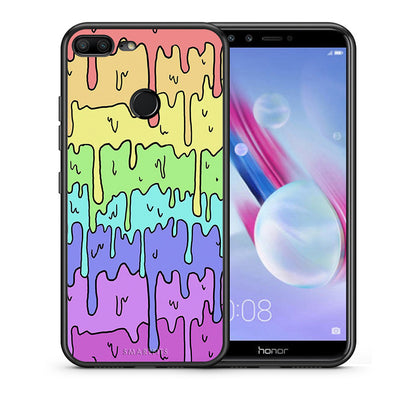 Θήκη Honor 9 Lite Melting Rainbow από τη Smartfits με σχέδιο στο πίσω μέρος και μαύρο περίβλημα | Honor 9 Lite Melting Rainbow case with colorful back and black bezels