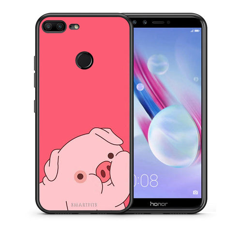 Θήκη Αγίου Βαλεντίνου Honor 9 Lite Pig Love 1 από τη Smartfits με σχέδιο στο πίσω μέρος και μαύρο περίβλημα | Honor 9 Lite Pig Love 1 case with colorful back and black bezels