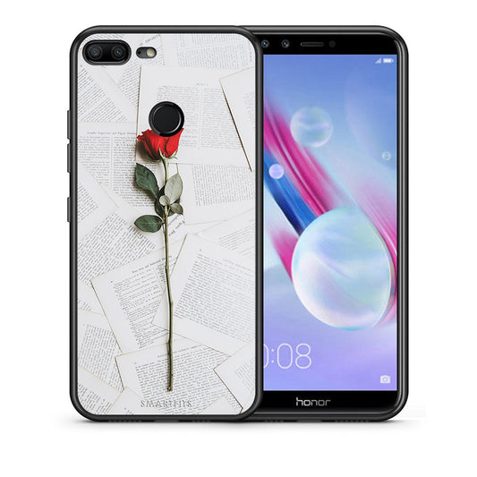 Θήκη Honor 9 Lite Red Rose από τη Smartfits με σχέδιο στο πίσω μέρος και μαύρο περίβλημα | Honor 9 Lite Red Rose case with colorful back and black bezels