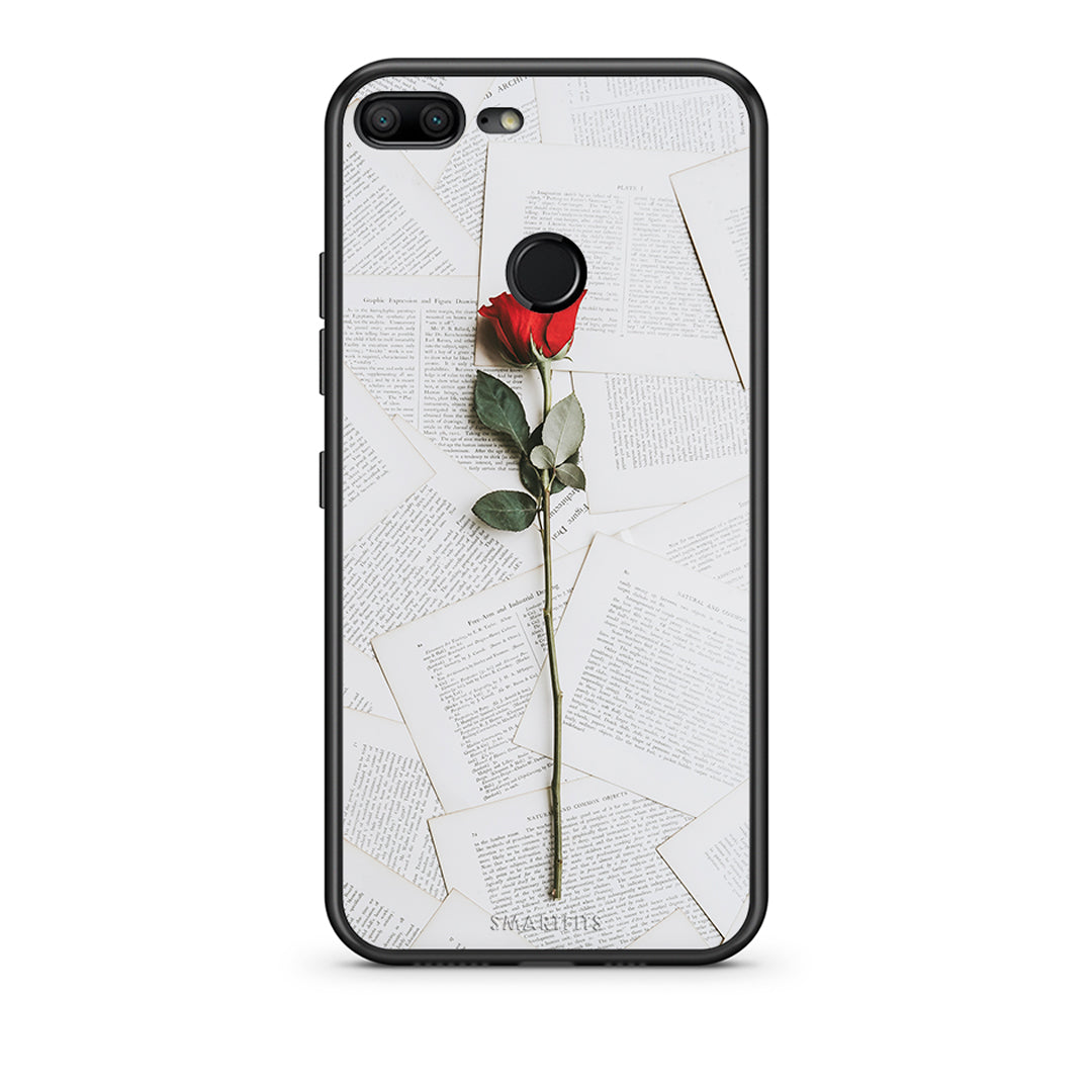 Honor 9 Lite Red Rose θήκη από τη Smartfits με σχέδιο στο πίσω μέρος και μαύρο περίβλημα | Smartphone case with colorful back and black bezels by Smartfits