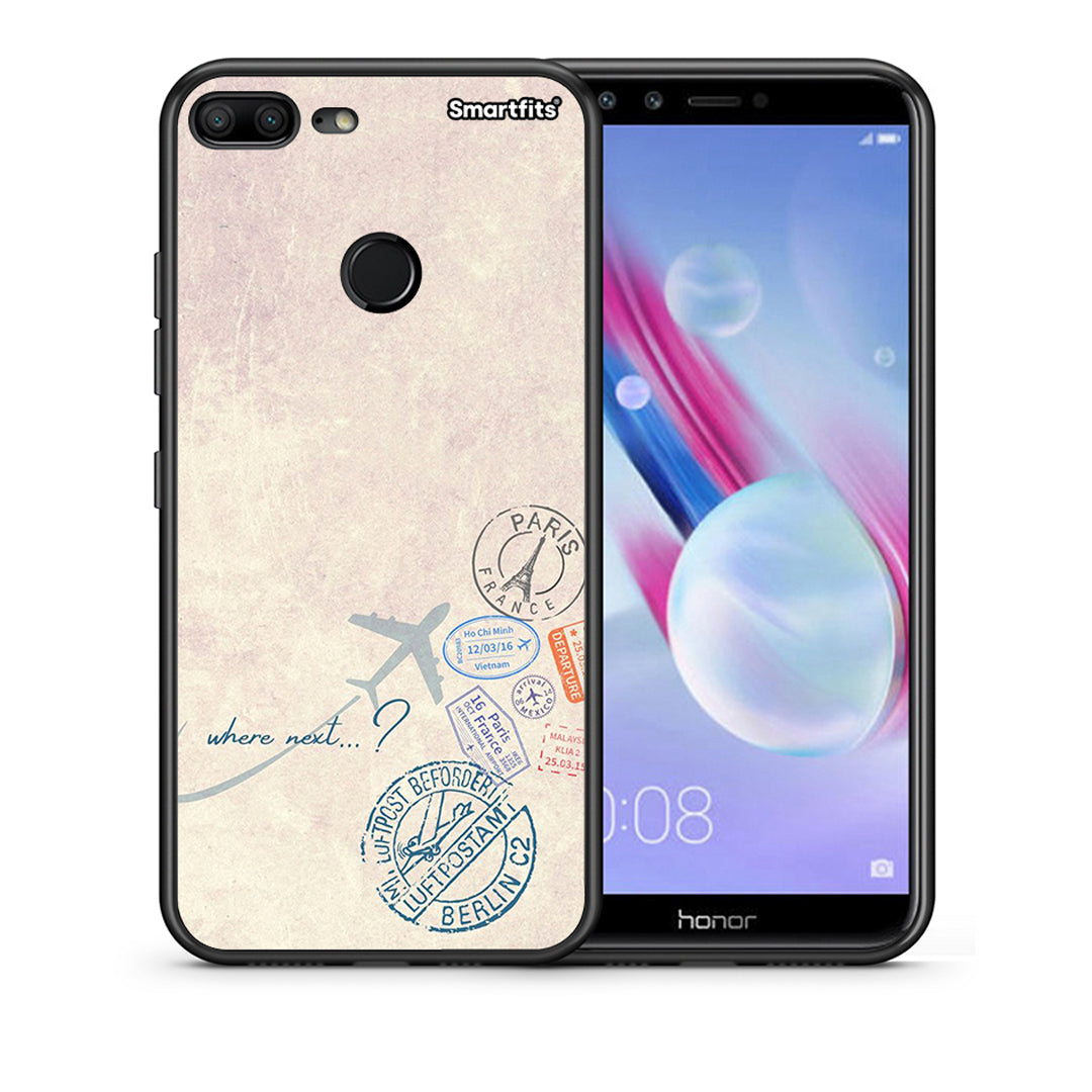 Θήκη Honor 9 Lite Where Next από τη Smartfits με σχέδιο στο πίσω μέρος και μαύρο περίβλημα | Honor 9 Lite Where Next case with colorful back and black bezels