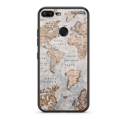 Honor 9 Lite World Map Θήκη από τη Smartfits με σχέδιο στο πίσω μέρος και μαύρο περίβλημα | Smartphone case with colorful back and black bezels by Smartfits