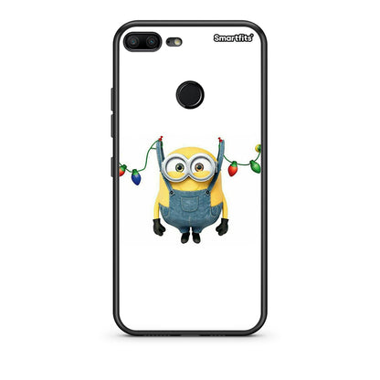 Huawei Honor 9 Lite Xmas Minion Lights θήκη από τη Smartfits με σχέδιο στο πίσω μέρος και μαύρο περίβλημα | Smartphone case with colorful back and black bezels by Smartfits