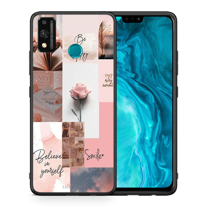Θήκη Honor 9X Lite Aesthetic Collage από τη Smartfits με σχέδιο στο πίσω μέρος και μαύρο περίβλημα | Honor 9X Lite Aesthetic Collage case with colorful back and black bezels
