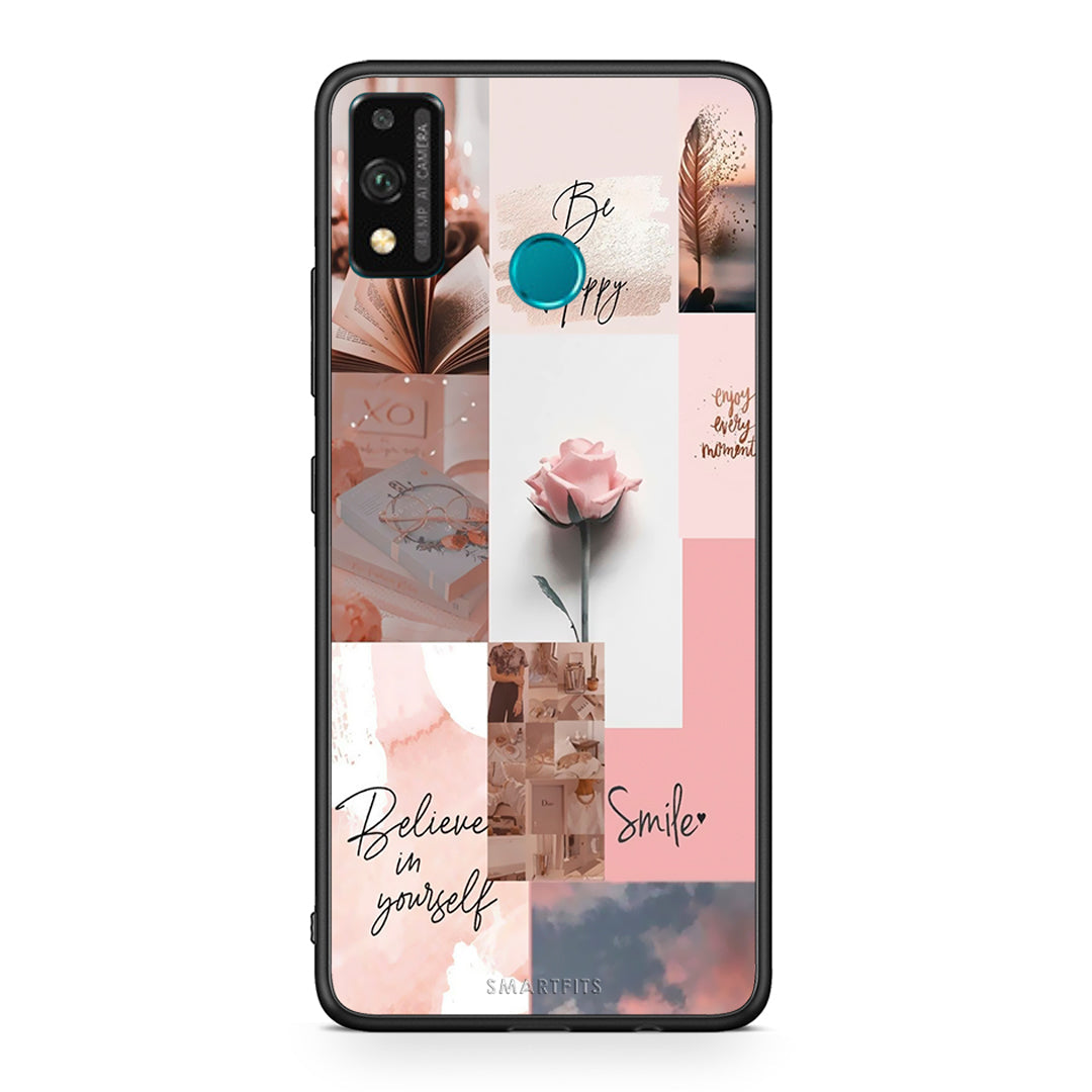 Honor 9X Lite Aesthetic Collage θήκη από τη Smartfits με σχέδιο στο πίσω μέρος και μαύρο περίβλημα | Smartphone case with colorful back and black bezels by Smartfits