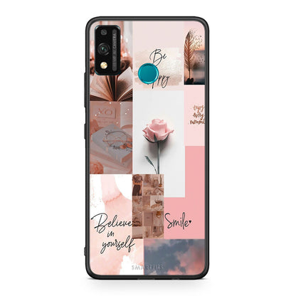 Honor 9X Lite Aesthetic Collage θήκη από τη Smartfits με σχέδιο στο πίσω μέρος και μαύρο περίβλημα | Smartphone case with colorful back and black bezels by Smartfits