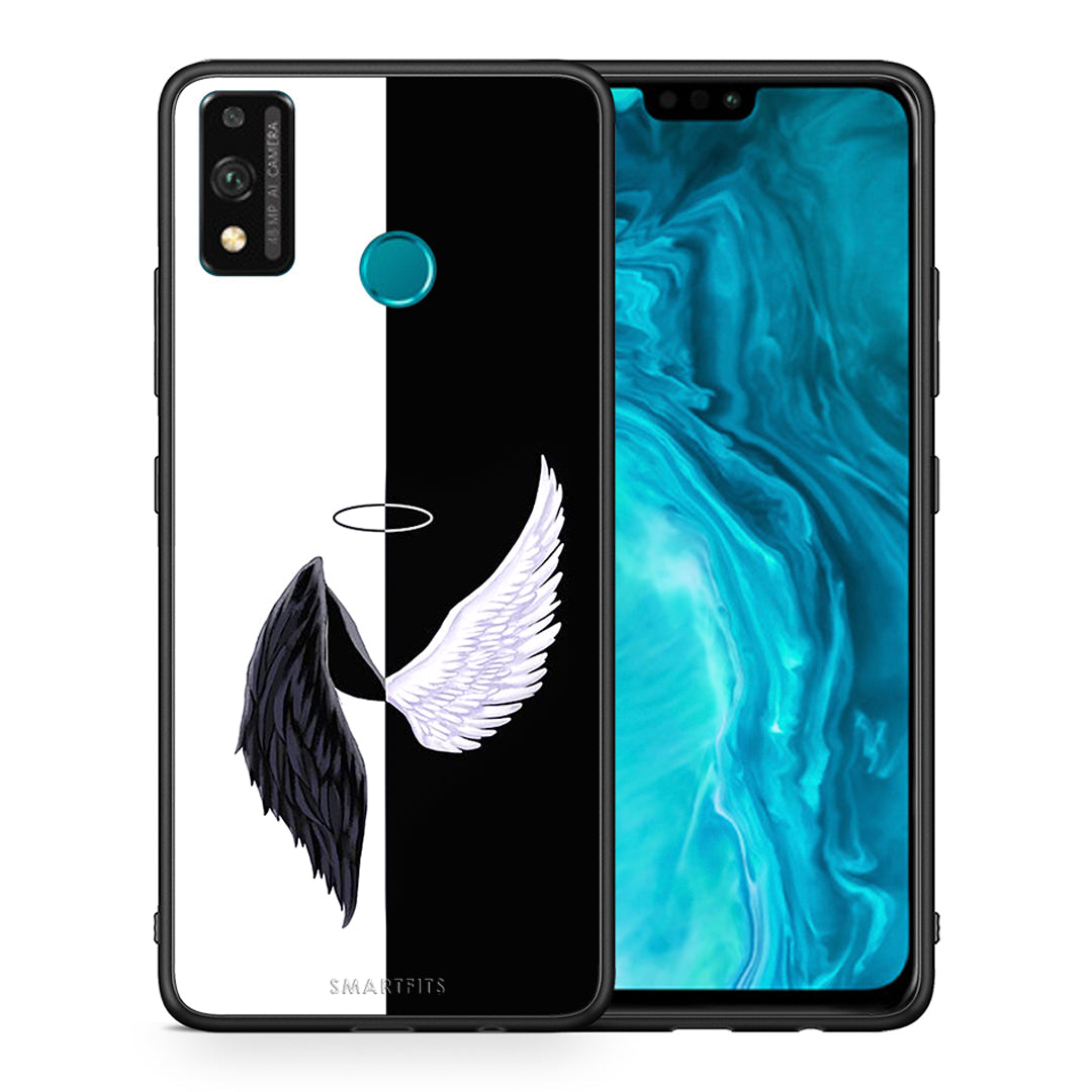 Θήκη Honor 9X Lite Angels Demons από τη Smartfits με σχέδιο στο πίσω μέρος και μαύρο περίβλημα | Honor 9X Lite Angels Demons case with colorful back and black bezels