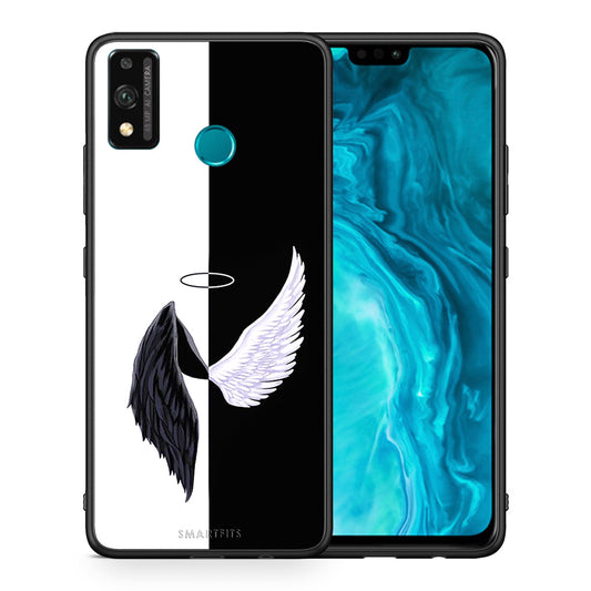 Θήκη Honor 9X Lite Angels Demons από τη Smartfits με σχέδιο στο πίσω μέρος και μαύρο περίβλημα | Honor 9X Lite Angels Demons case with colorful back and black bezels