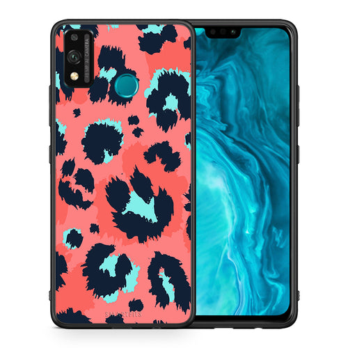 Θήκη Honor 9X Lite Pink Leopard Animal από τη Smartfits με σχέδιο στο πίσω μέρος και μαύρο περίβλημα | Honor 9X Lite Pink Leopard Animal case with colorful back and black bezels