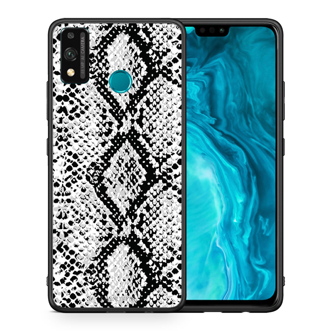 Θήκη Honor 9X Lite White Snake Animal από τη Smartfits με σχέδιο στο πίσω μέρος και μαύρο περίβλημα | Honor 9X Lite White Snake Animal case with colorful back and black bezels
