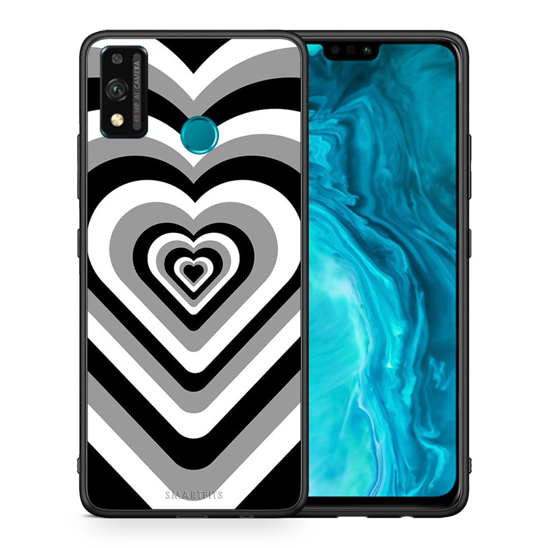 Θήκη Honor 9X Lite Black Hearts από τη Smartfits με σχέδιο στο πίσω μέρος και μαύρο περίβλημα | Honor 9X Lite Black Hearts case with colorful back and black bezels
