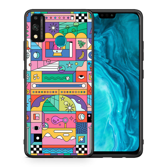 Θήκη Honor 9X Lite Bubbles Soap από τη Smartfits με σχέδιο στο πίσω μέρος και μαύρο περίβλημα | Honor 9X Lite Bubbles Soap case with colorful back and black bezels