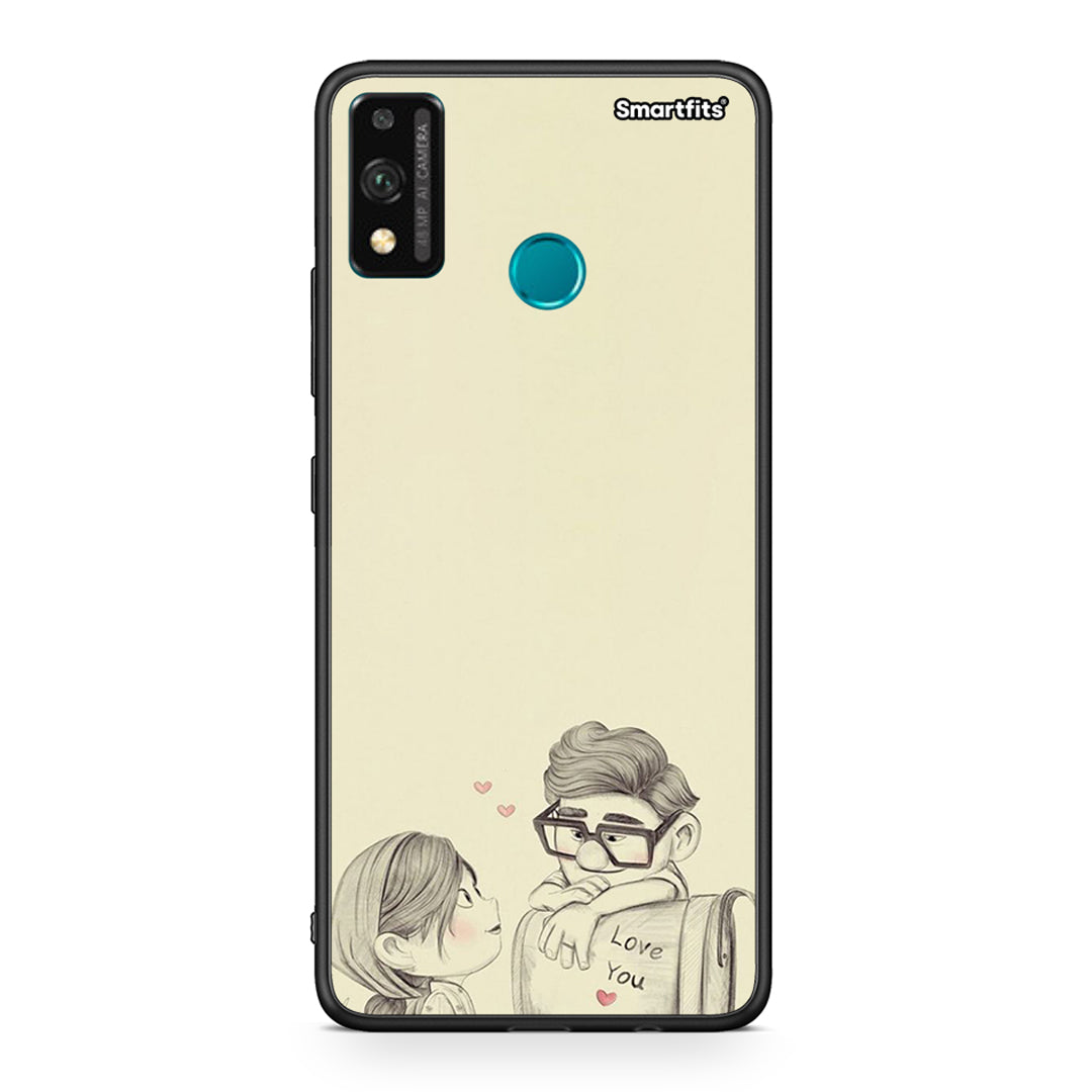 Honor 9X Lite Carl And Ellie θήκη από τη Smartfits με σχέδιο στο πίσω μέρος και μαύρο περίβλημα | Smartphone case with colorful back and black bezels by Smartfits