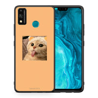 Thumbnail for Θήκη Honor 9X Lite Cat Tongue από τη Smartfits με σχέδιο στο πίσω μέρος και μαύρο περίβλημα | Honor 9X Lite Cat Tongue case with colorful back and black bezels