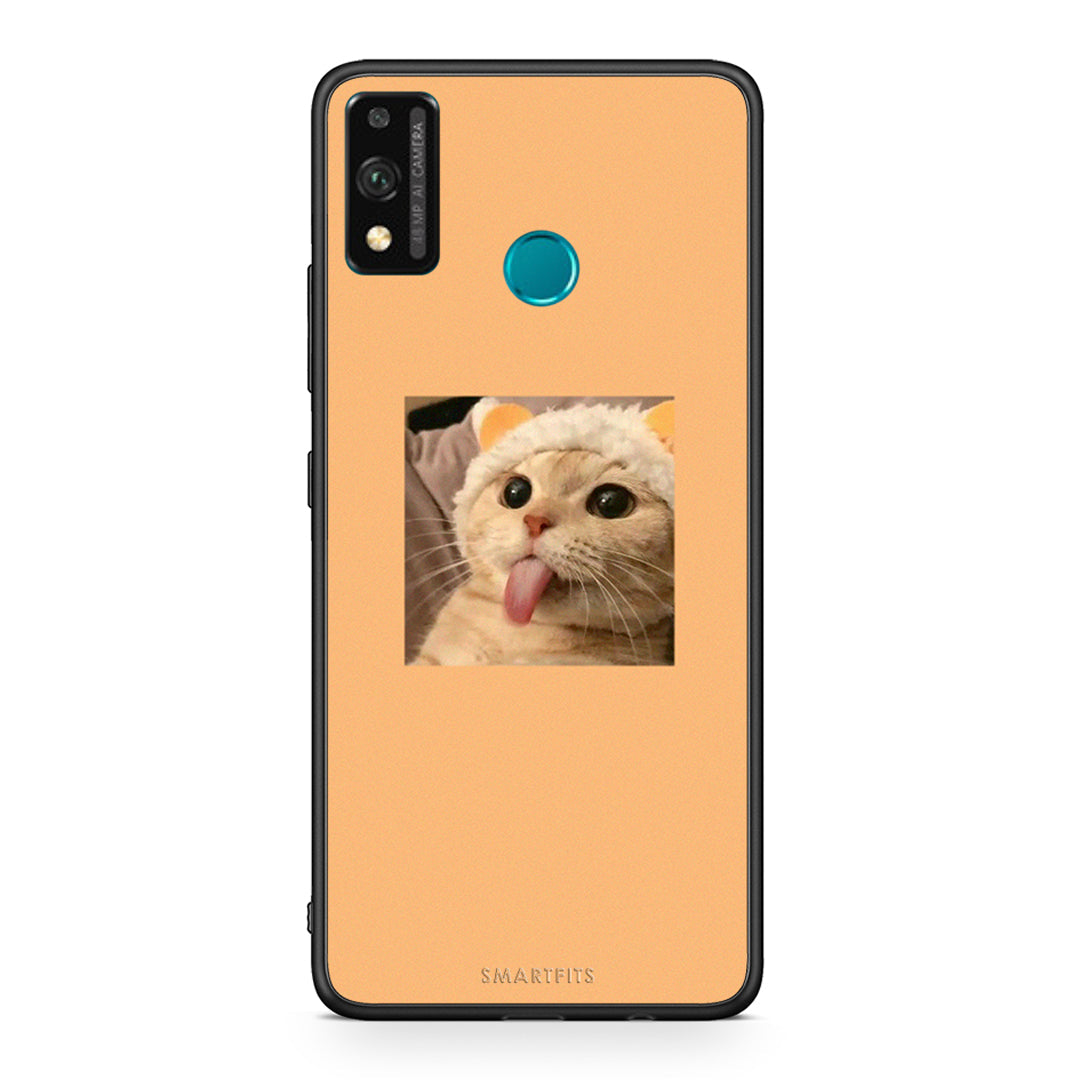 Honor 9X Lite Cat Tongue θήκη από τη Smartfits με σχέδιο στο πίσω μέρος και μαύρο περίβλημα | Smartphone case with colorful back and black bezels by Smartfits